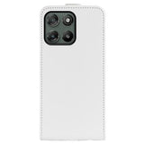 Motorola Moto G67 Power Vertikal Flip Etui med Kortholder - Hvid