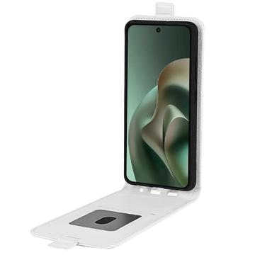 Motorola Moto G67 Power Vertikal Flip Etui med Kortholder - Hvid