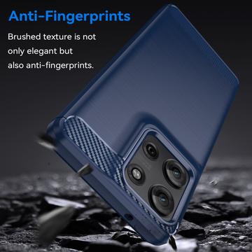 Motorola Moto G75 Børstet TPU Cover - Karbonfiber - Blå