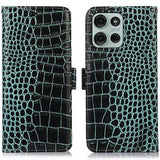 Motorola Moto G75 Crocodile Series Læderpung med RFID - Grøn
