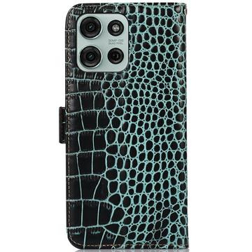 Motorola Moto G75 Crocodile Series Læderpung med RFID - Grøn