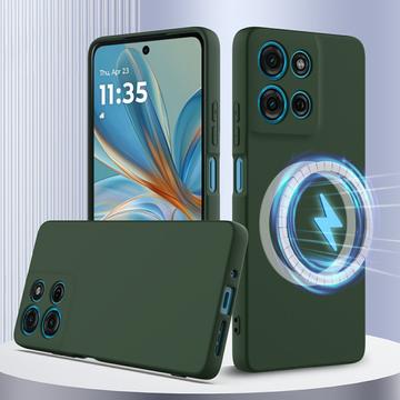 Motorola Moto G75 Liquid Silikone Cover - MagSafe Kompatibel - Mørkegrøn