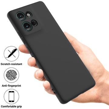 Motorola Moto G75 Flydende silikone cover med håndrem - sort