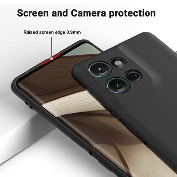 Motorola Moto G75 Flydende silikone cover med håndrem - sort