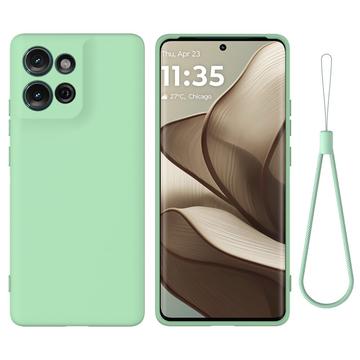Motorola Moto G75 Flydende silikone cover med håndrem - grøn