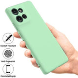 Motorola Moto G75 Flydende silikone cover med håndrem - grøn