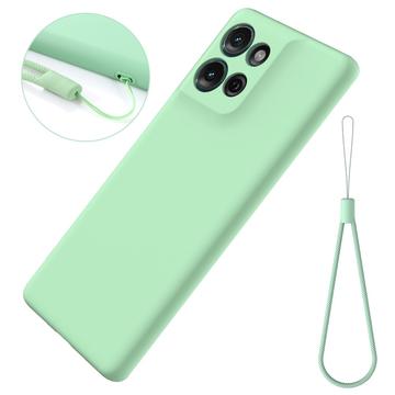Motorola Moto G75 Flydende silikone cover med håndrem - grøn