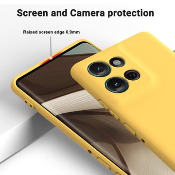 Motorola Moto G75 Flydende silikone cover med håndrem - gul