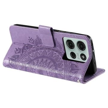 Motorola Moto G75 Mandala Series Etui med Pung - Lilla