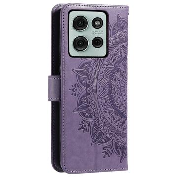 Motorola Moto G75 Mandala Series Etui med Pung - Lilla