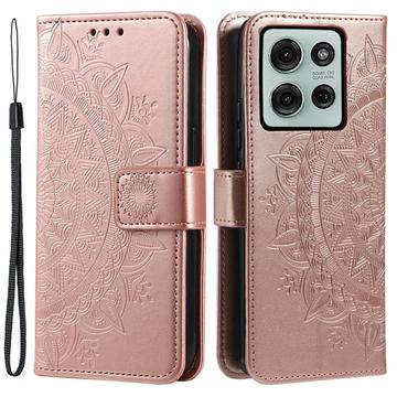 Motorola Moto G75 Mandala Series Etui med Pung - Rødguld