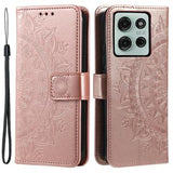 Motorola Moto G75 Mandala Series Etui med Pung - Rødguld