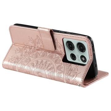 Motorola Moto G75 Mandala Series Etui med Pung - Rødguld