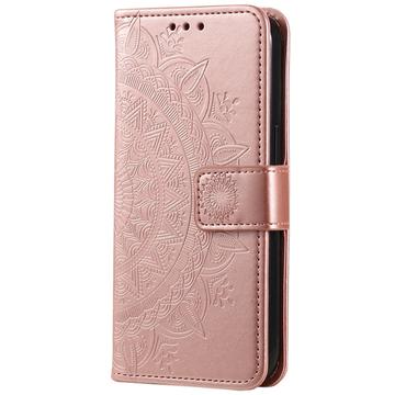 Motorola Moto G75 Mandala Series Etui med Pung - Rødguld