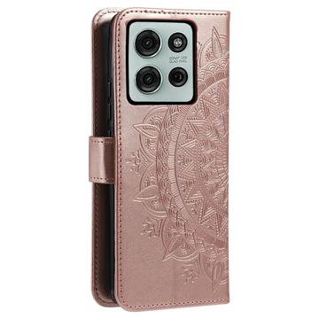 Motorola Moto G75 Mandala Series Etui med Pung - Rødguld