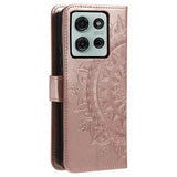 Motorola Moto G75 Mandala Series Etui med Pung - Rødguld