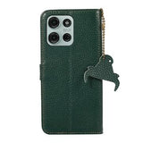 Motorola Moto G75 Læderpung med RFID - Grøn