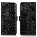 Motorola Moto G77/G67 Crocodile Series Læderpung med RFID - Sort