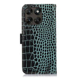 Motorola Moto G77/G67 Crocodile Series Læderpung med RFID - Grøn