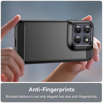 Motorola Moto G77/G67 Børstet TPU Cover - Karbonfiber - Sort