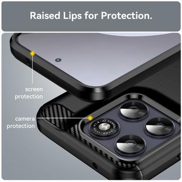 Motorola Moto G77/G67 Børstet TPU Cover - Karbonfiber - Sort