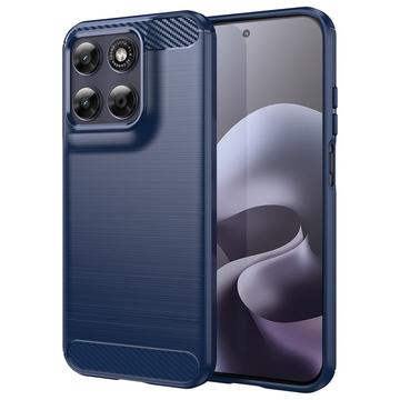 Motorola Moto G77/G67 Børstet TPU Cover - Karbonfiber - blå