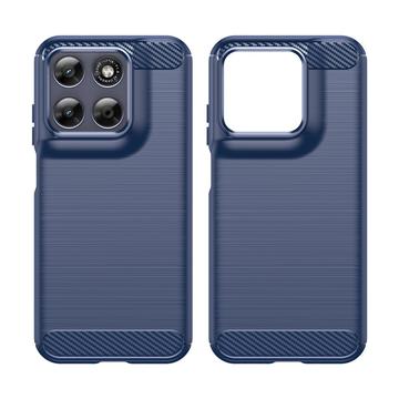 Motorola Moto G77/G67 Børstet TPU Cover - Karbonfiber - blå