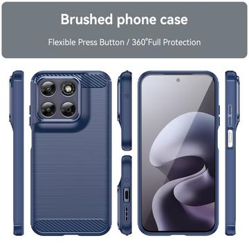 Motorola Moto G77/G67 Børstet TPU Cover - Karbonfiber - blå