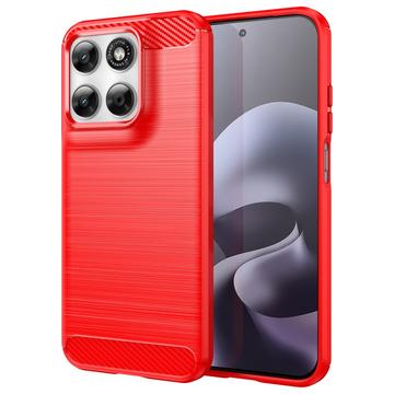 Motorola Moto G77/G67 Børstet TPU Cover - Karbonfiber - rød