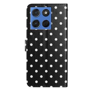 Motorola Moto G77/G67 Pung Etui med Prikket Mønster - Sort
