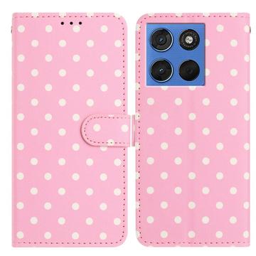 Motorola Moto G77/G67 Pung Etui med Prikket Mønster - Pink