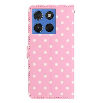 Motorola Moto G77/G67 Pung Etui med Prikket Mønster - Pink