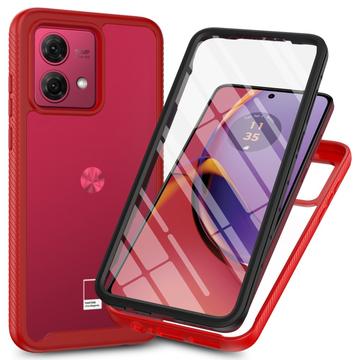 Motorola Moto G84 360 Beskyttelse Cover - Rød / Klar