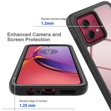 Motorola Moto G84 360 Beskyttelse Cover - Rød / Klar