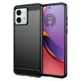 Motorola Moto G84 Børstet TPU Cover - Karbonfiber - Sort