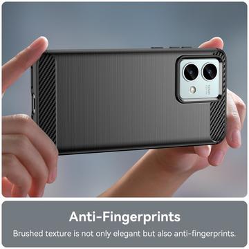 Motorola Moto G84 Børstet TPU Cover - Karbonfiber - Sort