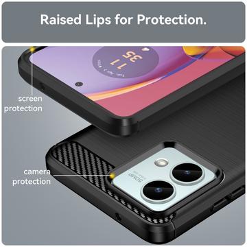 Motorola Moto G84 Børstet TPU Cover - Karbonfiber - Sort