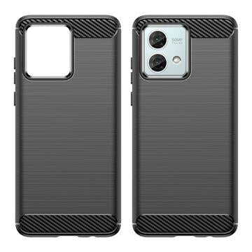Motorola Moto G84 Børstet TPU Cover - Karbonfiber - Sort