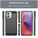 Motorola Moto G84 Børstet TPU Cover - Karbonfiber - Sort