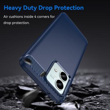 Motorola Moto G84 Børstet TPU Cover - Karbonfiber - Blå