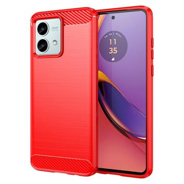 Motorola Moto G84 Børstet TPU Cover - Karbonfiber - Rød
