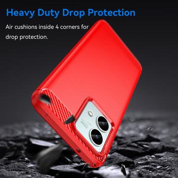 Motorola Moto G84 Børstet TPU Cover - Karbonfiber - Rød