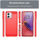 Motorola Moto G84 Børstet TPU Cover - Karbonfiber - Rød