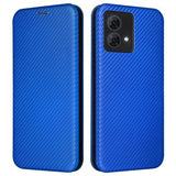 Motorola Moto G84 Flip Cover - Karbonfiber - Blå