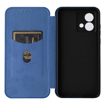 Motorola Moto G84 Flip Cover - Karbonfiber - Blå
