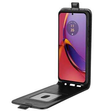 Motorola Moto G84 Vertikal Flip Taske med Kortholder - Sort