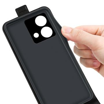 Motorola Moto G84 Vertikal Flip Taske med Kortholder - Sort