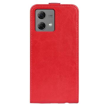 Motorola Moto G84 Vertikal Flip Taske med Kortholder - Rød