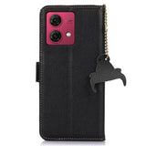 Motorola Moto G84 Læderpung med RFID - Sort
