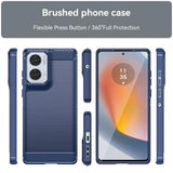 Motorola Moto G85/S50 Neo Børstet TPU Cover - Karbonfiber - Blå